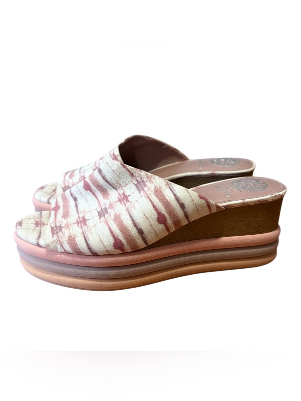 Vince Camuto Pendrea Soft Watercolor Mauve Open Toe Platform Wedge Sandal 8.5M